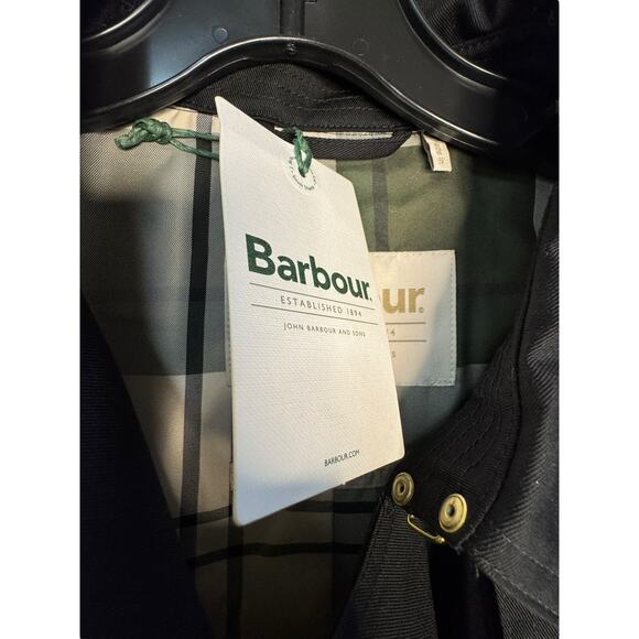 Barbour NWT Greta Belted Water Resistant Twill Trench Coat in Black Size 14 - Picture 14 of 14